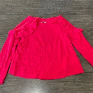 Cat & Jack Long Sleeve Pink Ruffle Shirt